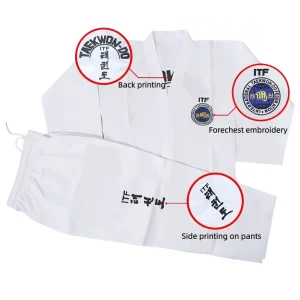 ITF Taekwondo Training Uniform Ribbed Material Unisex Customizable Soft Professional Durable Breathable Taekwondo Uniform