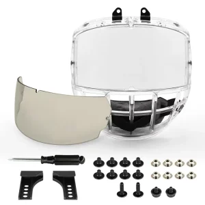 Ice Hockey Helmet Cage Containing Two Interchangeable Inside Anti fog And Outside Anti scratch Visors For Youth Players