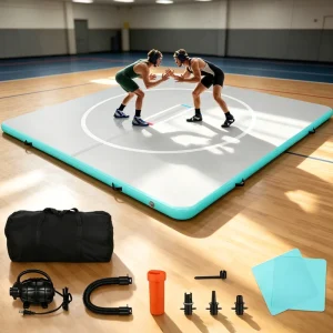 Inflatable Wrestling Mat 16ft 13ft 10ft Jiu Jitsu Mats for Home Outdoor Indoor Gymnastics BJJ MMA Grappling Judo Boxing