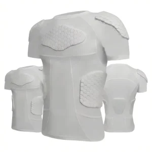 Integrated Padded Shirt Thickened Rib Chest Shoulder Protector Breathable Football Body Protector Padded Compression Shirt