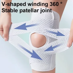 Joint Injury protection White Black Mesh Knee Brace Strap Meniscus Protector Open Patella Kneepad for Cycle Racing Bodybuilding