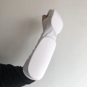 Karate Knitting Arm Protector White Black Customized Tactical Arm Guard With Hand