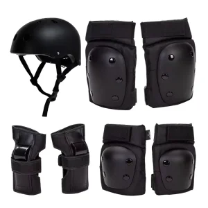 Kids Adult Adjustable Size Skating Protective Wrist Elbow Knee Pads Set Skateboard Protections Gear With Helmet 7 Piece Set