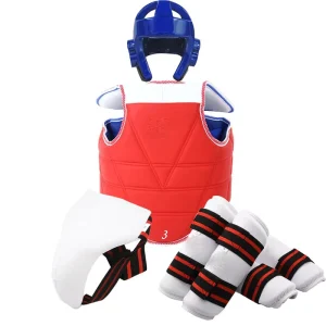 Kids Adults Taekwondo Protector Set Jockstrap Head Gear Glove Chest Protector Helmet Guards Martial Arts Training Equipment