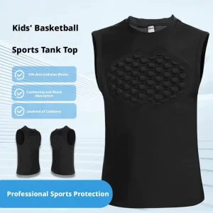 Kids EVA Padded Compression Vest Chest Protector Basketball Football Soccer Training Match Sports Shirt Boys Girls