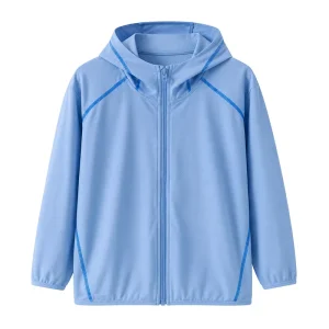 Kids Lightweight Sun Protection Hoodie Summer Jacket UPF Breathable Polyester Spandex for Boys Girls Outdoor Wear