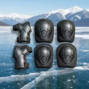 Kids Portable Adjustable Breathable Protective Gear Set Knee Wrist & Elbow Pads for Skating Skateboarding & Roller Skating