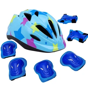 Kids Skateboard Helmet and Knee Pads Elbow Pads Wrist Guards Bike Helmet Protective Gear Set Adjustable Sports Protection