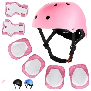Kids Sport Protective Gear Set Bike Helmet Skateboard Wrist Elbow Pads Made of Durable Foam for Bicycle Roller Skating Scooter