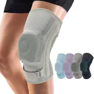 Knee Belt with Silicone Pad Double Spring Support Dual Adjustable Straps for Basketball Running Weightlifting Knee Protector