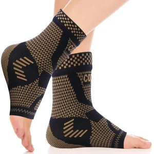 Knitted 100% Polyester Adjustable Compression Elastic Ankle Support Sleeve Brace Wraps with Protection
