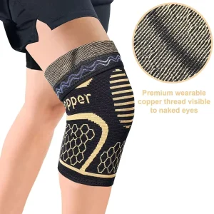 Knitted Elastic Gym Fitness Sports Compression Copper Knee Sleeves Support Relief Pain