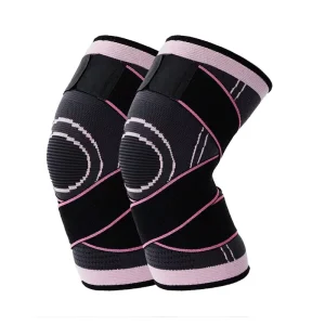 Knitted Elastic Nylon Knee Support Sleeve Compression Sports Knee Brace with Belt