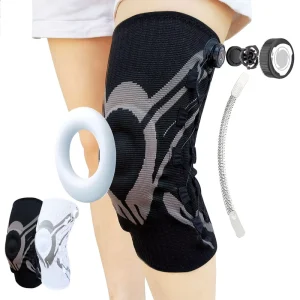 Knob Dial Compression System Adjustment Breathable Knitted Compression Sports Knee Support for Fitness Basketball Running