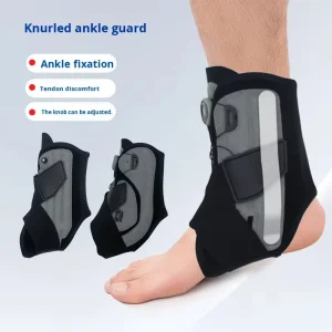 Knob Progressive Pressure Dual Spring Hook Loop Fabric Sports Ankle Brace Supports Basketball Running Exercise Ankle