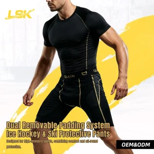 LSK Ice Hockey Pants Ski Protective Padded Compression Shorts Impact Gear Groin Guard Thigh Foam Snowboard Unisex