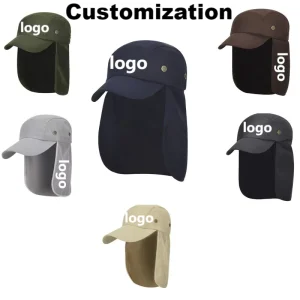 Large Batch Custom Outdoor Sun UV Protect Fisherman Neck Shade Flap Hat Cap Fishing Hiking Bucket Hats with Neck Flap Protector