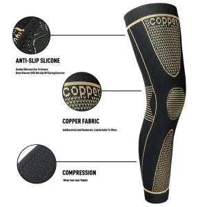 Long Full Copper Knee Brace Nylon Compression Sports Gear Breathable Non Slip Spandex Comprehensive Protection Trending Knee