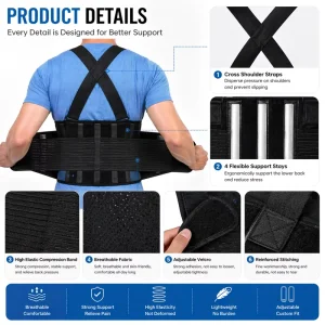 Lumbar Support for Heavy Lifting Lower Back Support Belt Adjustable Back Belt for Workout Waist Pain Relief