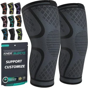 Manufacturer Custom Adjustable Breathable 3D Knitted Elastic Nylon Knee Support Sleeve Compression Sports Knee Brace with Belt