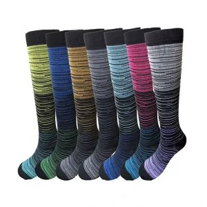 Manufacturer Custom Design Graduated Striped Knee High 20-30mmhg Nurse Sports Compression Socks