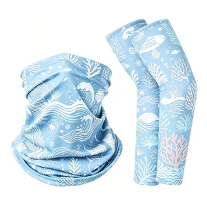 Manufacturer Custom Print Arm Sleeve Neck Tube Set Outdoor Cycling Beach Cooling Sun Arm Sleeve Neck Gaiter