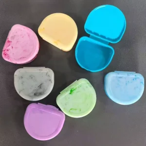 Marble Retainer Cases Orthodontic Aligner Case Mouth Guard Holder for Denture Care