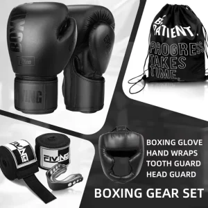 Martial Arts Protective Gear Set Thai Boxing Taekwondo Protective Helmets Boxing Gloves Hand Wraps Mouthguard Storage Bag