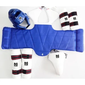 Martial Arts Taekwondo Karate Equipment Body Guard Protector All Set with PU Soft Leather Unisex Male Female Style for Training