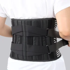 Medical Back Brace with 6 Steel Stays Breathable Mesh Adjustable Lumbar Support Belt for Lower Back Pain Relief