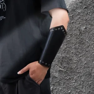 Medieval Knight Cosplay Costumes Armband Faux Leather Retro Punk Wide Archery Arm Guard Viking Bracer Gothic Steampunk Unisex