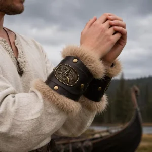 Medieval Knight Cosplay Costumes Armband Leather Retro Punk Wide Archery Arm Guard Viking Bracer Gothic Steampunk Accessories