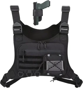 Men Bullet Hip Hop Fanny Pack Vest Bag Men Black Chest Rig Bag Tactical Chest Bag