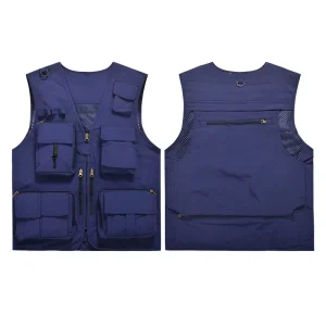 Men Fishing Vest Sleeveless Jackets Outdoor Sports Camping Multi Pocket Waistcoat Quick Dry Breathable Mesh Hiking Climbing Vest