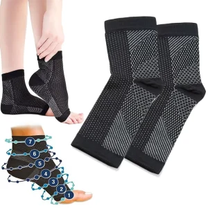Men Women 20 30mmHg Open Toe Socks Compression Ankle Brace for Plantar Fasciitis