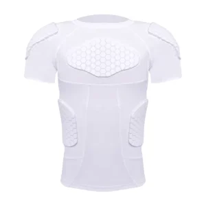 Men’s 6 Pad Compression Shirt Chest Rib Shoulder Back Protector 4 Way Stretch Football Baseball Basketball Cycling Undershirt