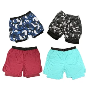 Mens Active Marathon Split GYM Shorts Polyester Spandex Athletic Shorts with Underwear Custom logo Fitness Training Sport Wear