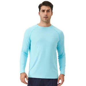 Men’s Cooling Sun-Protective Long Sleeve Athletic T-Shirt Ice Silk Outdoor Running Tee