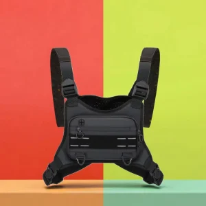 Men’s Lightweight Water Resistant Sports Chest Vest Bag With Built In Phone Holder Extra Storage For Running Workouts