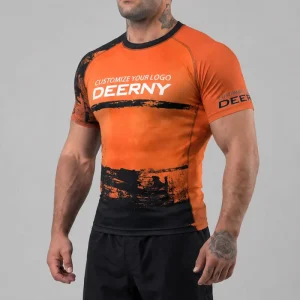 Mens Multi Sport Fighting Training Gear Custom Print Short Sleeve Jiu Jitsu Muay Thai MMA Compression Shirt Rash Guard