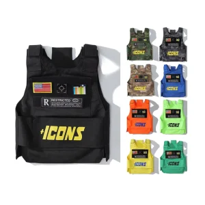 Men’s Orange Tactical Vest Training Clothing Hip Hop Street Fashion Tactical Vest With Patches