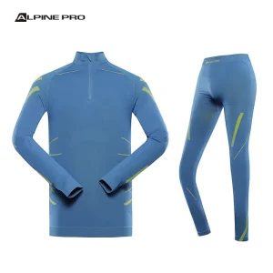 Men’s Ski Underwear Thermal Breathable Quick Dry 2 Piece Sports Pressure Seamless Stand Collar Long Sleeve Winter Set