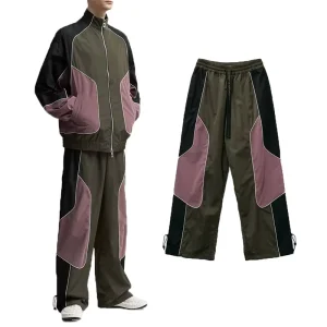 Men’s Vintage Sporty Sports Pants Eco-Friendly Breathable Colored Waterproof Patchwork Parachute Track