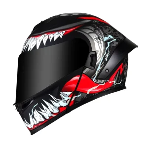 Modular Flip Front Motorcycle Helmet ECE 22.06 OEM Custom Logo Graphic Design Tinted Visor Fiberglass Bulk Order