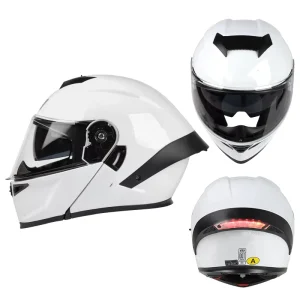 Modular Flip up Motorcycle Helmet Ece 22.06 Dot Dual Sun Visor Built In Rear Led Light for Street Cruiser Scooter Riding