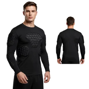 Moisture Wicking Honeycomb Pads Soccer Protective Padded Shirt Training Gear