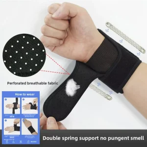 Motion Spring Wrist Guard with Dual Support and Compression for Breathable Thin Wrist Protection for Training and Badminton