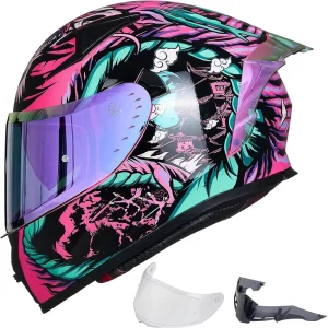 Motorcycle Helmet Full Face with Pinlock Compatible Clear&Tinted Visors and Fins Street Bike Motocross Casco DOT