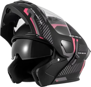 Motorcycle Helmets Modular Full Face Moped Helmet Modular Flip Up Dual Visor Motorcycle Full Face Helmet for Adults Men & Women