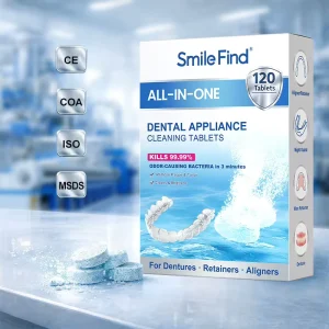 Mouth Guard Denture Cleaning Tablets Solution 120 Tablets Mint Flavor Retainer Cleaner Tablets for Dental Appliances
